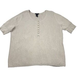 Lane Bryant Women's Size 22/24 Lagen Look Ribbed Sweater Tan Cotton Short Sleeve